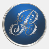 Silver und Blue Monogram B Umschlag Aufkleber (Vorderseite)