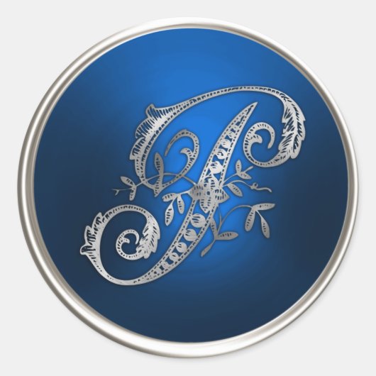 Silver und Blue Monogram P Umschlag Aufkleber (Vorderseite)
