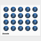 Silver und Blue Monogram R Umschlag Aufkleber (Blatt)