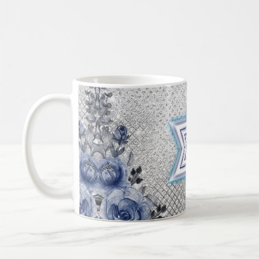 Silver und Blue Star von David, Am Yisrael Chai Kaffeetasse (Links)