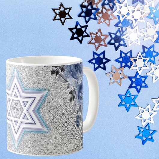 Silver und Blue Star von David, Am Yisrael Chai Kaffeetasse