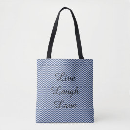 Silver und Blue Zickzack Stripes Tasche