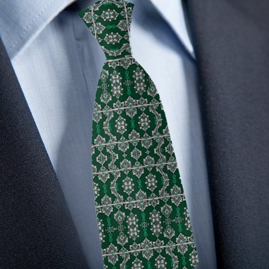 Silver- und Emerald Lacey-Muster Krawatte