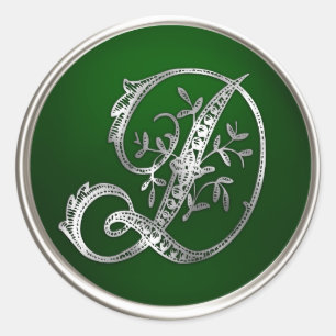 Silver und Emerald Monogram D Umschlag Aufkleber