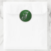 Silver und Emerald Monogram J Umschlag Aufkleber (Tasche)