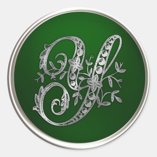 Silver und Emerald Monogram Y Umschlag Aufkleber (Vorderseite)