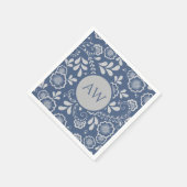 Silver und French Blue Viktorianisch Lace Monogram Serviette (Ecke)