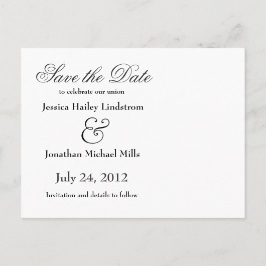 SILVER UND LILA Save the Date Postkarte (Rückseite)