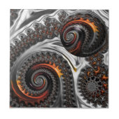 Silver und Orange Mandelbrot Sphere Keramik Tile Fliese (Vorderseite)