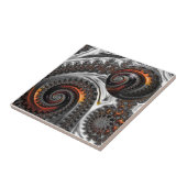 Silver und Orange Mandelbrot Sphere Keramik Tile Fliese (Seite)