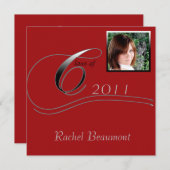 Silver und Red Modern Classic Abschluss Einladung (Vorne/Hinten)