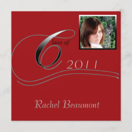 Silver und Red Modern Classic Abschluss Einladung