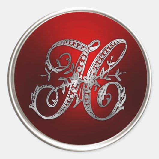 Silver und Red Monogram H Umschlag Aufkleber (Vorderseite)