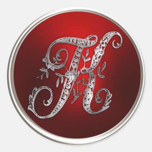 Silver und Red Monogram K Umschlag Aufkleber (Vorderseite)