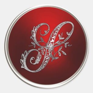 Silver und Red Monogram S Umschlag Aufkleber
