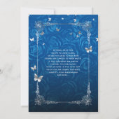 Silver und Royal Blue Rose Elegante Quinceanera Einladung (Rückseite)