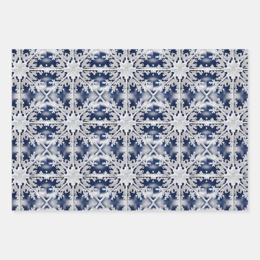 "Silver" und "White Snowfloakes" auf der blauen sc Geschenkpapier Set (Vorderseite)