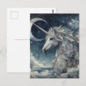 Silver Unicorn Collage With Moon Postkarte (Vorne/Hinten)