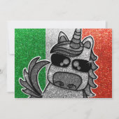 Silver Unicorn Glitzer Italien Flag Italienisch Ge Einladung (Rückseite)