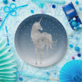 Silver Unicorn Gold Stars Pappteller (Party)