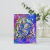 Silver Unicorn Herald Postkarte (Stehend Vorderseite)