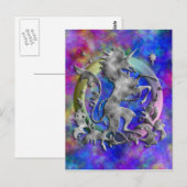 Silver Unicorn Herald Postkarte (Vorne/Hinten)