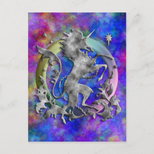 Silver Unicorn Herald Postkarte (Vorderseite)