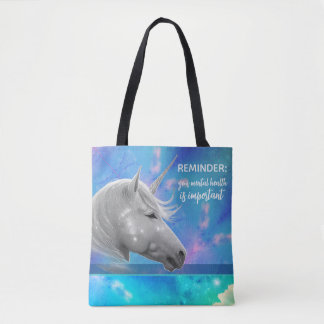 Silver Unicorn Important Mental Health Reminder Tasche