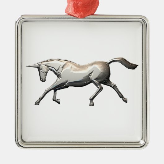 Silver Unicorn Ornament Aus Metall (Vorne)