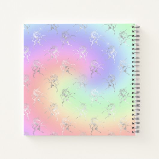 Silver Unicorn Pastel Ombre Monogram Sketchbook Notizblock (Rückseite)