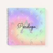 Silver Unicorn Pastel Ombre Monogram Sketchbook Notizblock (Vorderseite)