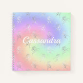 Silver Unicorn Pastel Ombre Monogram Sketchbook Notizblock (Vorderseite)