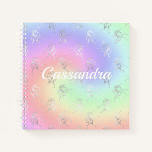 Silver Unicorn Pastel Ombre Monogram Sketchbook Notizblock