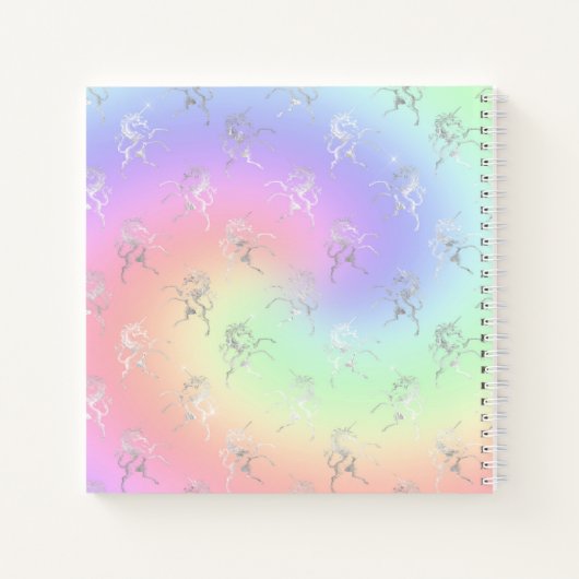Silver Unicorn Pastel Ombre Monogram Sketchbook Notizblock (Rückseite)