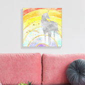 Silver Unicorn Rainbow Leinwanddruck (Insitu (Wohnzimmer))