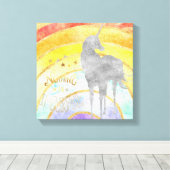 Silver Unicorn Rainbow Leinwanddruck (Insitu (Holzboden))