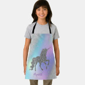 Silver Unicorn, Stars, Silver Bokeh Holographic Schürze (Insitu)