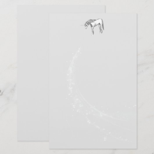 Silver Unicorn Stationery Briefpapier (Vorne/Hinten)