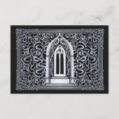 Silver Vampire Kathedrale Gothic Wedding RSVP Begleitkarte (Rückseite)