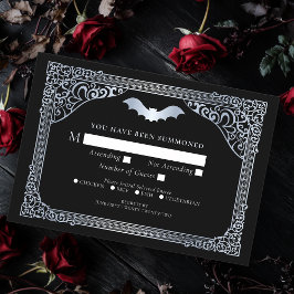 Silver Vampire Kathedrale Gothic Wedding RSVP Begleitkarte