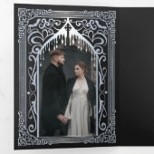 Silver Vampire Kathedrale GothicWedding Dreifach Gefaltete Einladung (Innen Erste Seite)