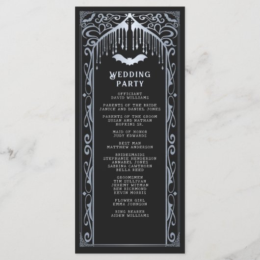 Silver Vampire Kathedrale Gotische Hochzeit Programm (Rückseite)