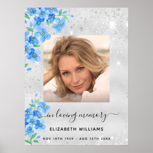 Silver vergessen Sie mich nicht blumengeschmückt F Poster (Vorne)