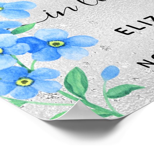 Silver vergessen Sie mich nicht blumengeschmückt F Poster (Ecke)