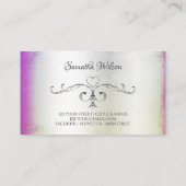 Silver Verziert Corners Lila Rosa Schimmliges Marm Visitenkarte (Rückseite)