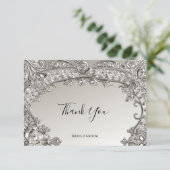 Silver Verziert Modern Danke-Card Dankeskarte (Stehend Vorderseite)