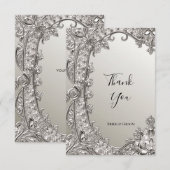 Silver Verziert Modern Danke-Card Dankeskarte (Vorne/Hinten)