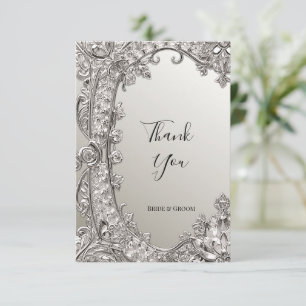 Silver Verziert Modern Danke-Card Dankeskarte