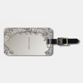 Silver Verziert Modern Luggage Tag Gepäckanhänger (Vorderseite horizontal)