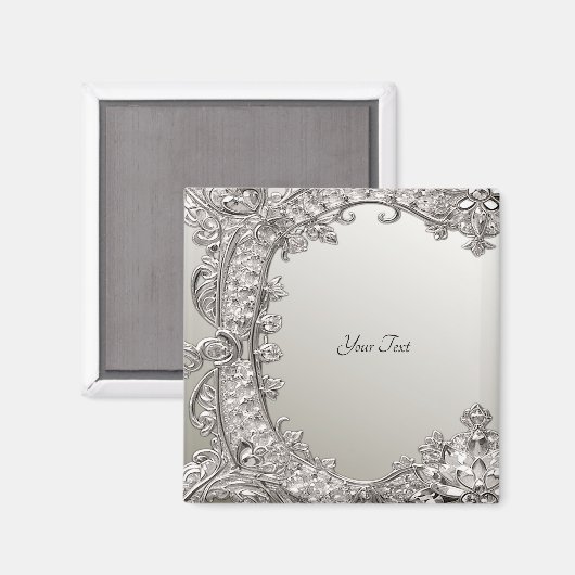 Silver Verziert Modern Magnet (Vorderseite/Rückseite)